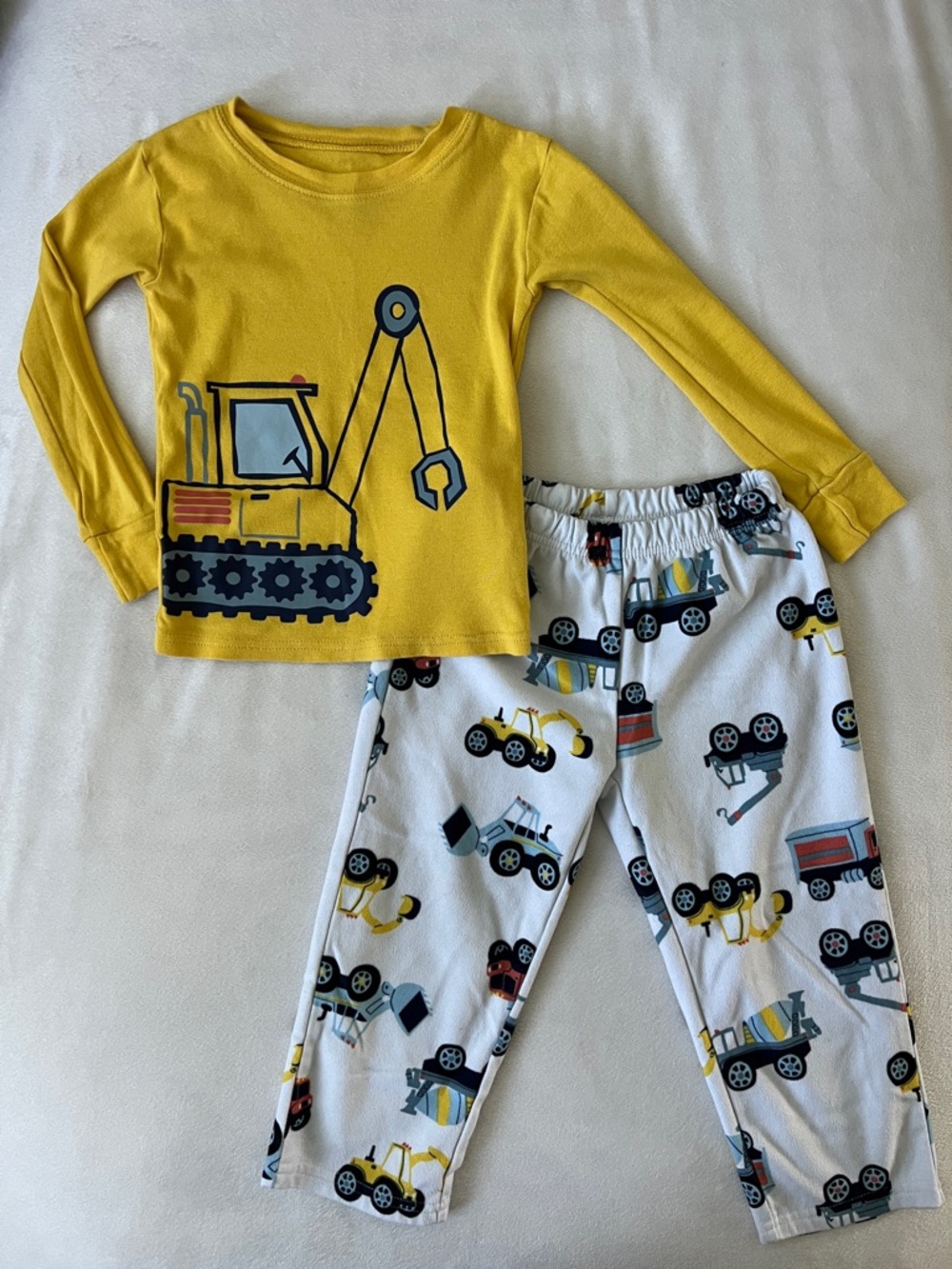 Carter's Yellow Construction Excavator Pajama Set